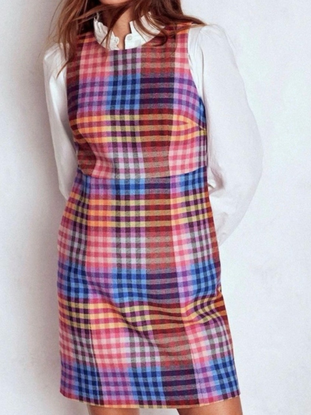 Boden Annie Wool Tartan Plaid Shift Dress